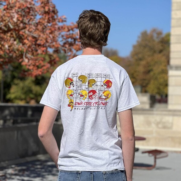 Image One 2-sided Football Helmet History Gray T-Shirt